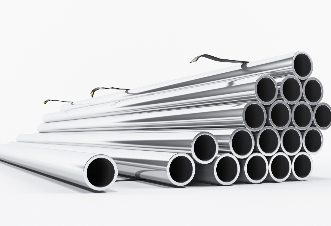 stainless steel pipes after undergoing pre-commission cleaning of pipework systems